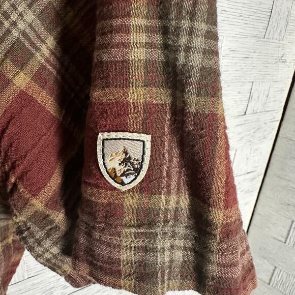 Kuhl men’s plaid button-up shirt cotton, short sleeve Gorp core outdoor utility - Picture 3 of 9